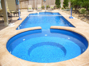 fiberglass pools for sports and volleyball net